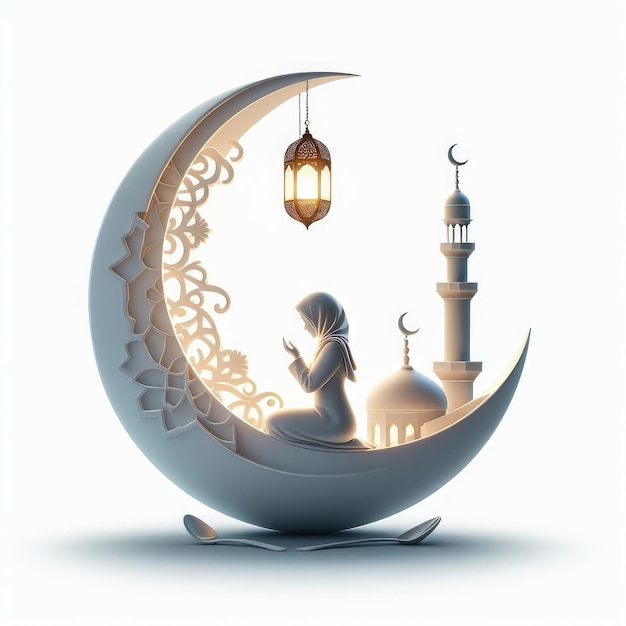 Ramadan kareem islamitische feestgroet met decoratief maanontwerp