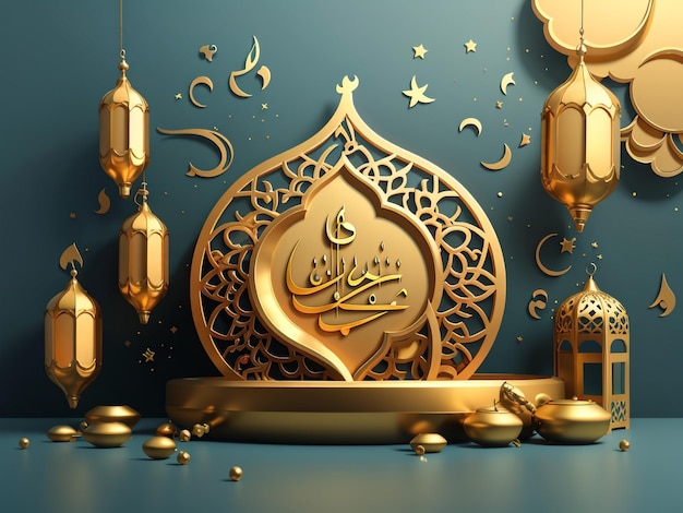 Ramadan Kareem islamitische groet sjabloon met decoratieve elementen