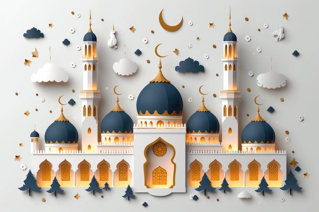 Ramadan kareem islamitische of ied mubarak groeten kaart achtergrond