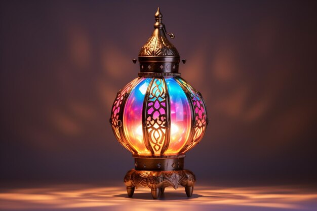 Photo ramadan kareem lamp on dark background 3d illustration