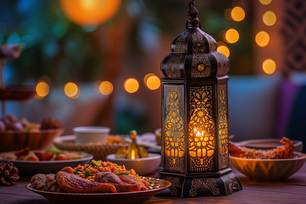 Ramadan Kareem lantaarn familie eten