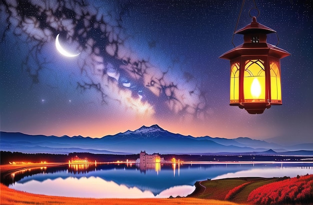 Ramadan Kareem Lanterns islamic culture Islamic Ramzan Festival Banner Holy month Ai Generated