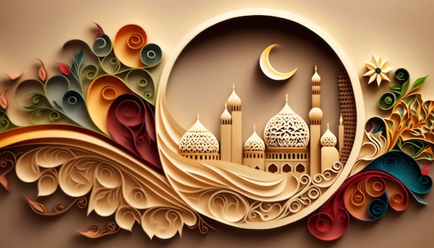 Ramadan Kareem met mooie halve maan achtergrond voor banner