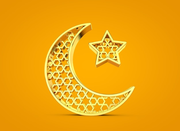 Photo ramadan kareem moon and star 3d rendering