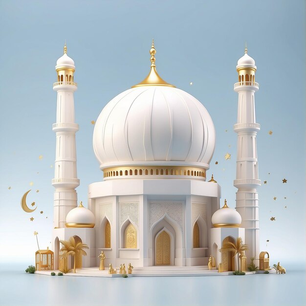 Foto ramadan kareem moskee 3d sign achtergrond