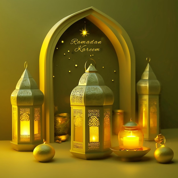 Ramadan kareem mosque element in ornate arabic Muslim community festival Generative AI