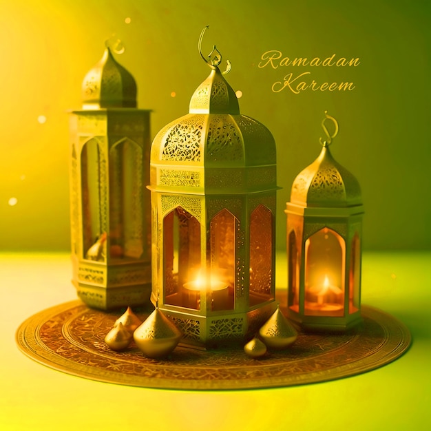 Ramadan kareem mosque element in ornate arabic White golden colors Generative AI