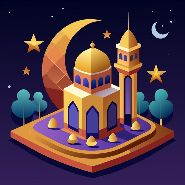 Photo ramadan kareem mosque free vector illustration