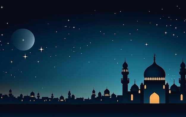 Ramadan Kareem Mosque and Lanterns AI Art