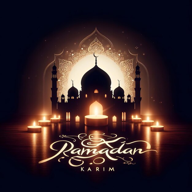 Ramadan Kareem Mosque Silhouette Art Vier de Heilige Maand