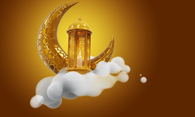 Ramadan Kareem Mubarak 3d gouden achtergrond