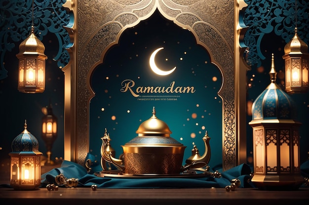 Ramadan Kareem poster or invitation design islamic background