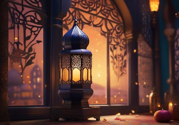 Ramadan Kareem Ramadan Kareem greeting photo with serene mosque background Ai generated