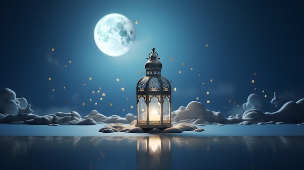 Foto ramadan kareem religieuze achtergrond met ramadan lamp silhouet