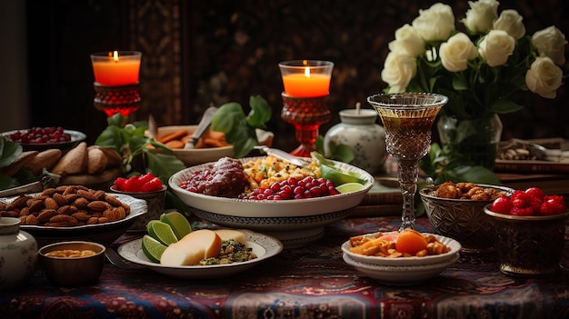 ramadan kareem still life with lantern and candle