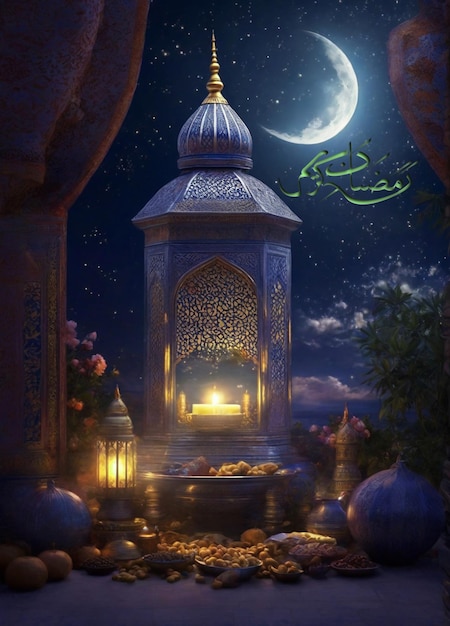 Ramadan Kareem traditional islamic festival religious Festive greeting card invitation for Muslim
