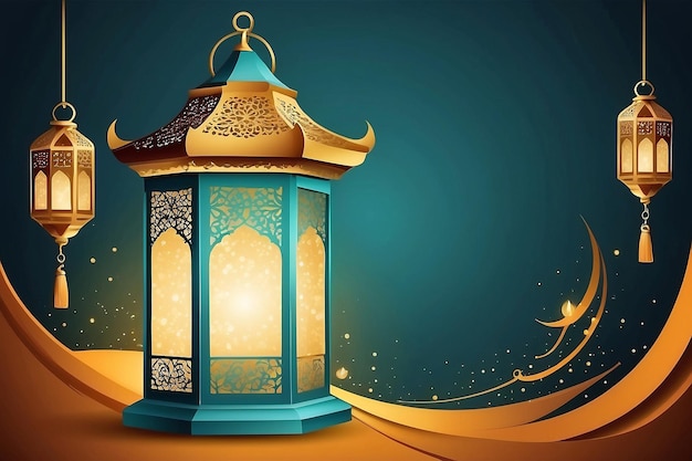 Ramadan kareem viering groeten kaart met creatieve lantaarn