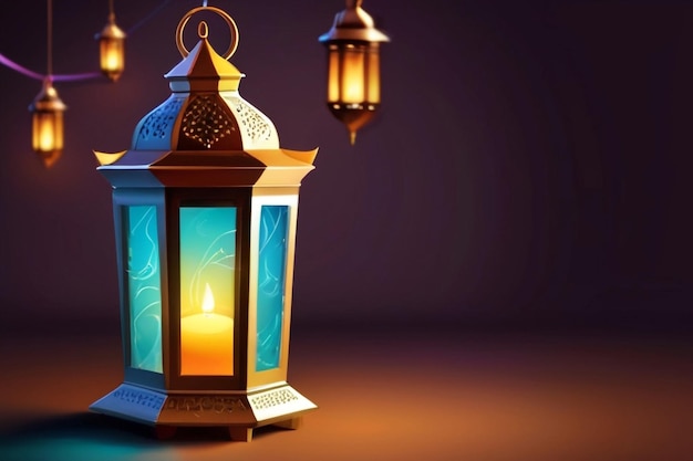 Ramadan kareem viering groeten kaart met creatieve lantaarn