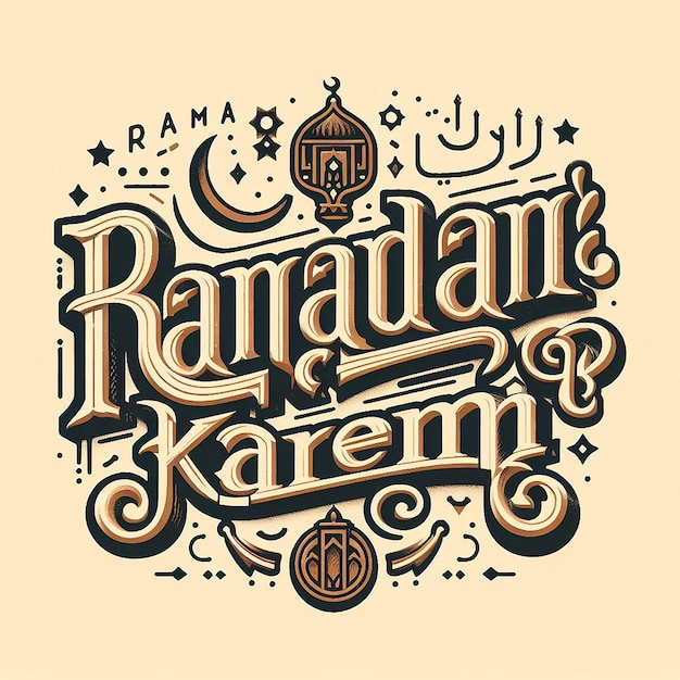 Photo ramadan kareem in vintage typeface reminiscent of classic handlettered signs