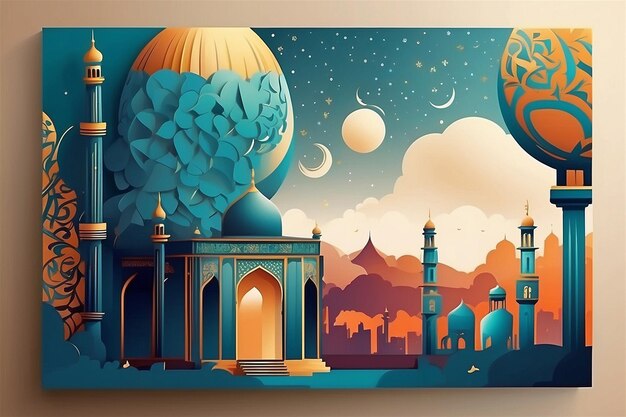 Ramadan Kareem with Beautiful Crescent and Lantern Instagram