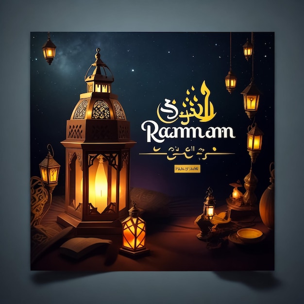 Ramadan Kareem with lantern background