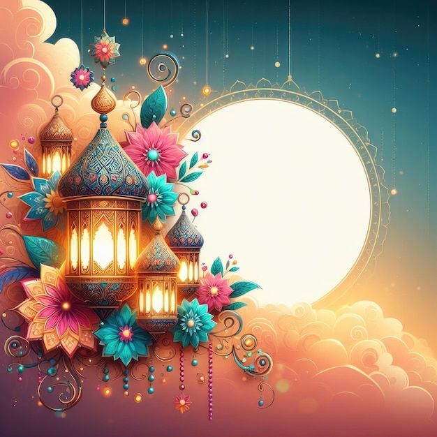 Photo ramadan karem lantern background