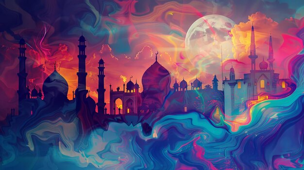 Ramadan karim liquid abstract nice colorful background with reality ar 169 v 6 Job ID ca0f29f3a71f43