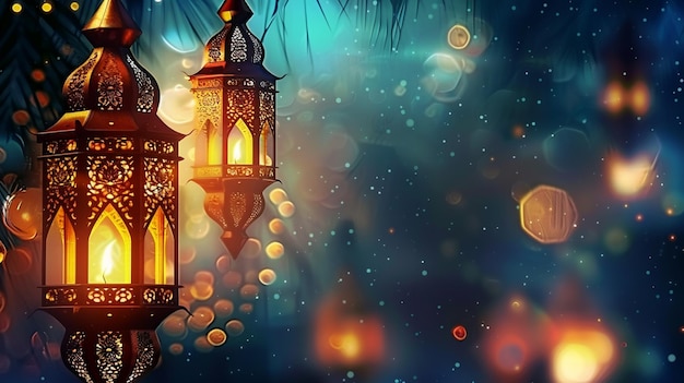 Ramadan lantaarn en Ramadan ontwerp ramadan behang ramadan bannergenerative ai