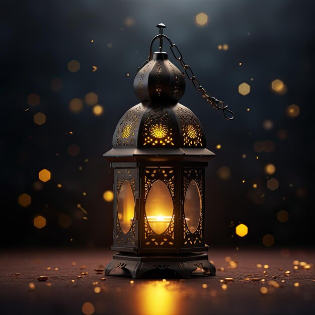 Ramadan in lantern date background black Generate Ai