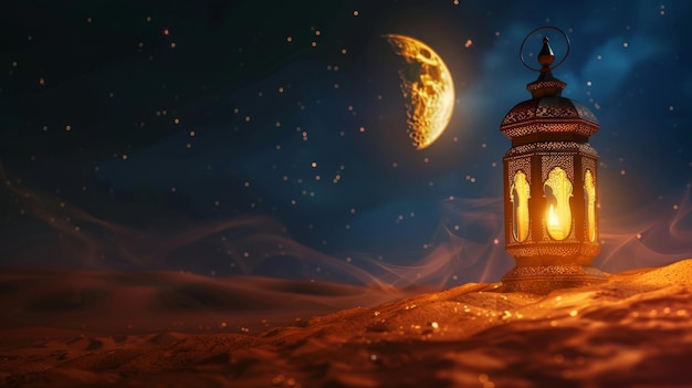 Ramadan Lantern on desert sand