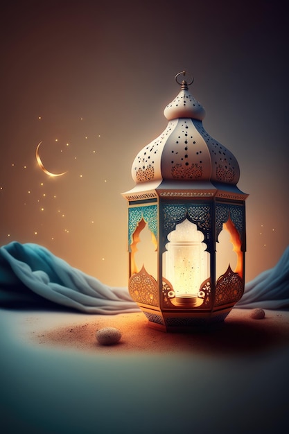 Ramadan lantern and the moon in background Ramadan Kareem wallpaper Eid Mubarak Ramadan Kareem