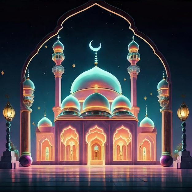 Ramadan lantern night background illustration