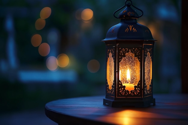 Ramadan lantern with traditional dates at night on a table Eid al AdhaEid MubarakEid al fitr Ramadan Kareem