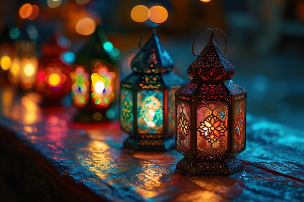 Photo ramadan lanterns background