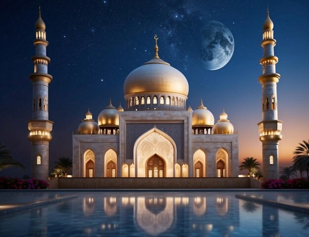 Ramadan month theme with photo of beautiful mosque