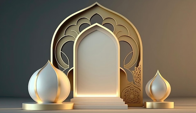 Ramadan Mooi Islamitisch Podium Product Display Podium Moskee Ai Generatief