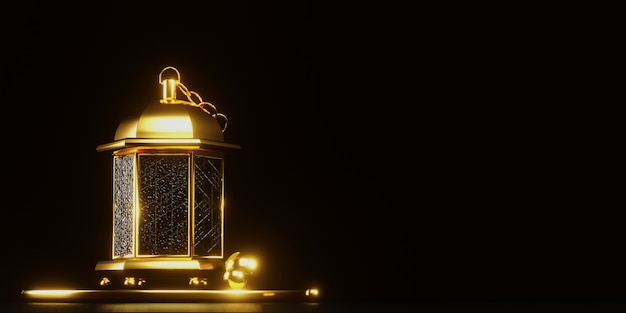 Ramadan moon 3d-scène met gouden kleur
