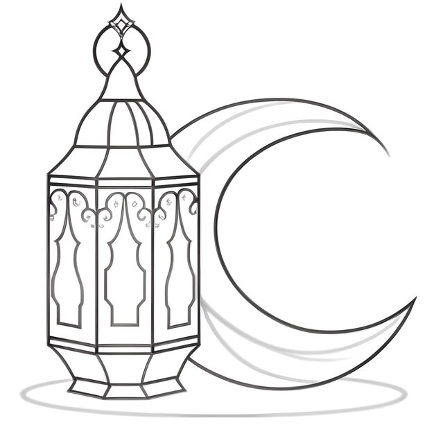 Ramadan Moon Arabic coloring book page