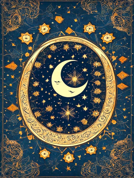 Photo ramadan moon and star