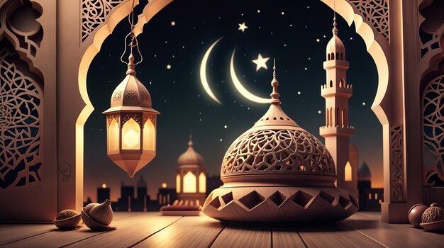 Ramadan mubarak achtergrond voor adha en fitr