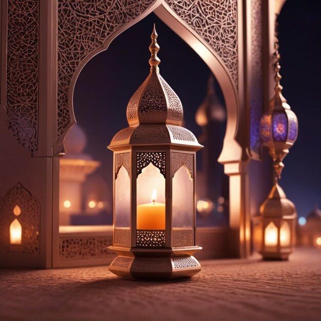 Foto arte di ramadan mubarak con spazio di copia banner speciali per le copertine di facebook e i social media