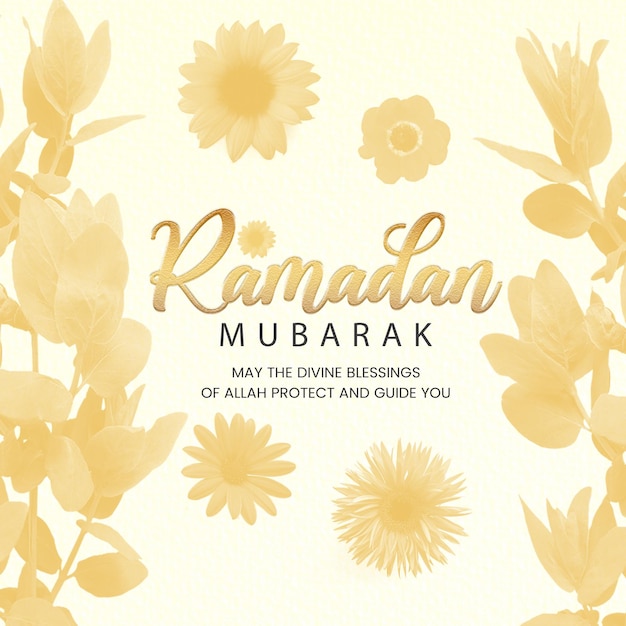 Ramadan Mubarak bloem aquarel wenskaart