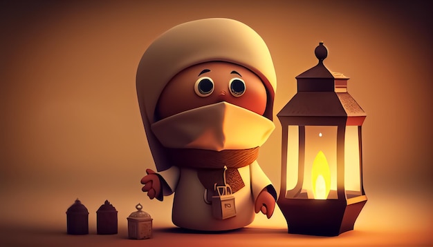 Ramadan Mubarak cartoon Ramadan de heilige tijd voor gebed generatieve ai