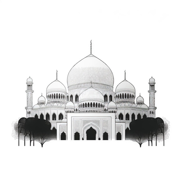 Ramadan Mubarak Concept Minimalistic illustrative design on Islamic background for Muslim holiday