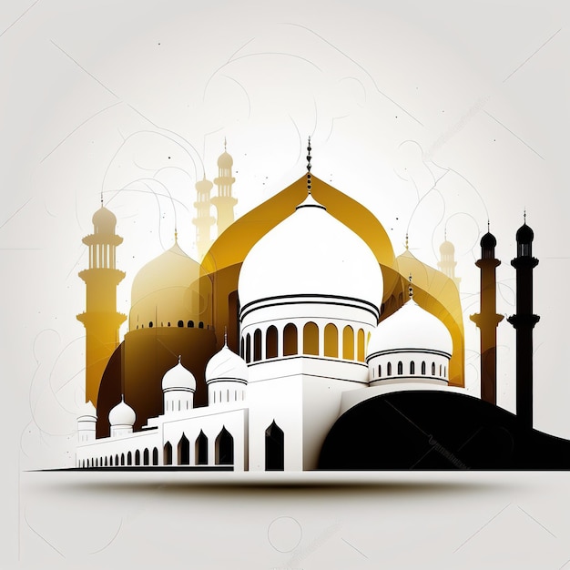 Ramadan Mubarak Concept Minimalistic illustrative design on Islamic background for Muslim holiday