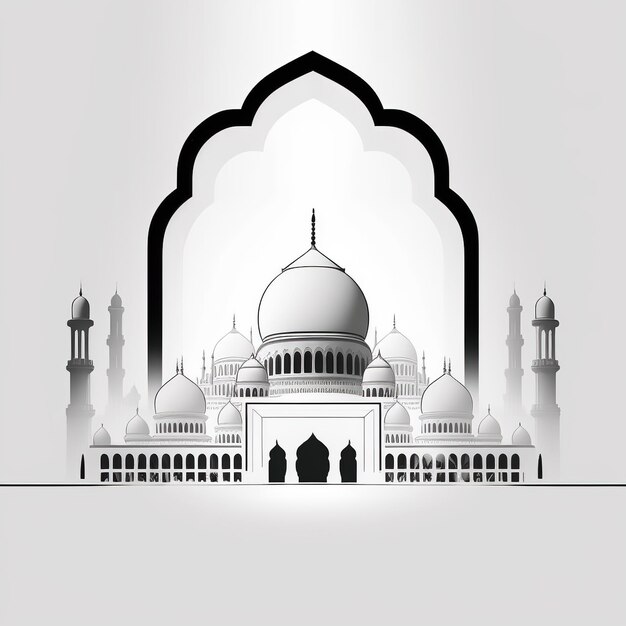 Ramadan Mubarak Concept Minimalistic illustrative design on Islamic background for Muslim holiday