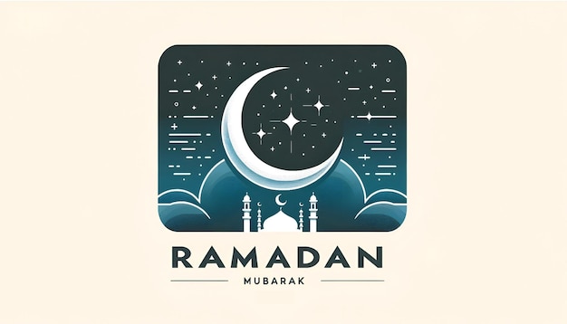 Ramadan mubarak greeting card in flat style