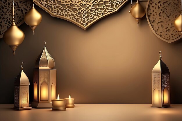 Ramadan mubarak islamic lantern arabic background