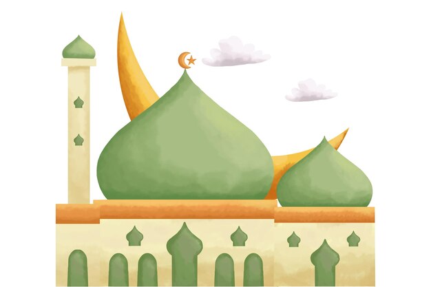 Ramadan Mubarak Mosque Mosque Illustration in different Styles Mosque an white background 53