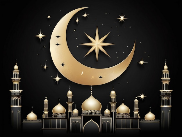 Foto ramadan mubarak post design su sfondo nero